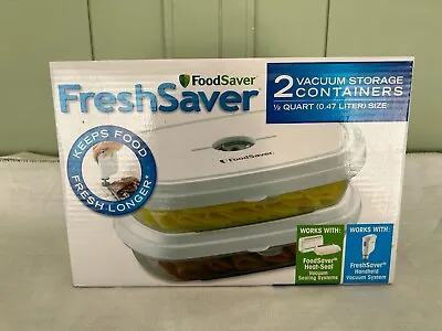 $24.95 • Buy Food Saver Fresh Saver 2 Vacuum Storage Containers 1/2 Quart Size (470 ML) NEW!