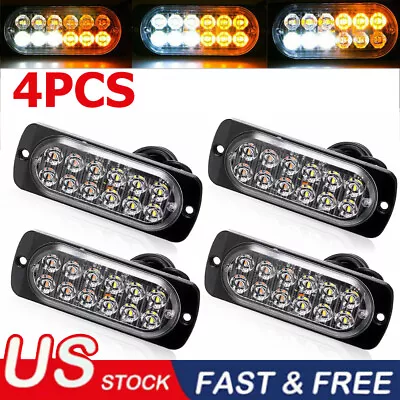 4PCS Amber/White 12LED Car Truck New Warning Hazard Flash Strobe Light Bar • $11.99