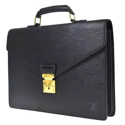 LOUIS VUITTON Serviette Conseiller Hand Bag Epi Leather Black M54422 69BW781 • $207.90