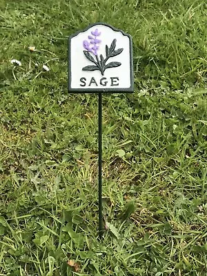 £8 • Buy Garden Herb Sign “SAGE” Cast Iron Herb Marker