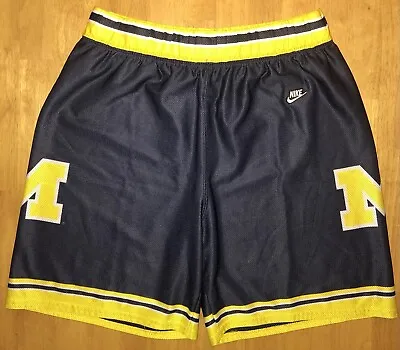 Vintage 90's Nike  NCAA Michigan Basketball Shorts Fab 5 Size M EUC! • $64.99