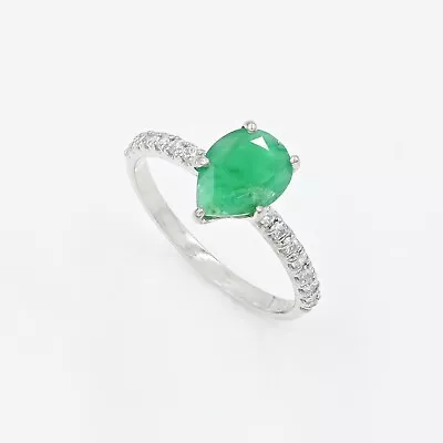 9x7 MM Natural Emerald Pear Cut Statement Ring 925 Sterling Silver Women Ring • $50.99