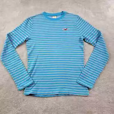 Hollister Sweatshirt Womens Medium Blue Striped Long Sleeve Shirt Crew Neck • $13.49