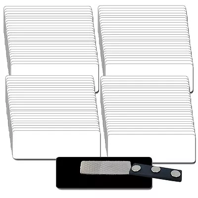 100 Blank 1 X 3 White/black Name Badge Kit (u) 1/8  Corners Magnets Clear Labels • $179