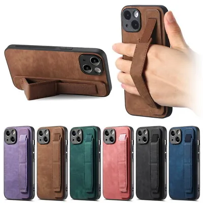 Case For IPhone 15 Pro Max 14 13 12 11 Shockproof Leather Wrist Strap TPU Cover • £2.95