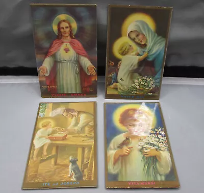 Vintage 1930s Catholic Saint Lithograph Holy Cards Framed Joseph Jesus Mary • $10