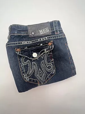 Mek Denim Island Harbour Jeans Womens 32x34 (33) Bootcut Blue Mid Rise Dark Wash • $24.70