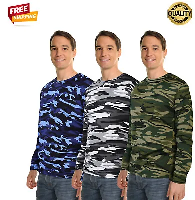 $20.90 • Buy Men's Thermal Shirt Long Sleeve Camouflage Brushed Fleece Warm Crew Neck Top
