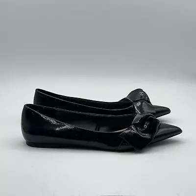 Zara Basic Black Bow Pointed Toe Flat Loafers Women’s Sz EU 37 US 6.5 • $24.99