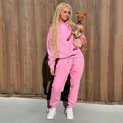 $32.89 • Buy Women Solid Pink Tracksuit Casual Outfit Pants Long Sleeve Athleisure Clothing