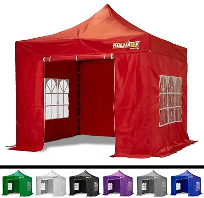 BULHAWK® 3x3m COMMERCIAL GRADE HEAVY DUTY POP UP GAZEBO MARKET STALL MARQUEE • £219.99