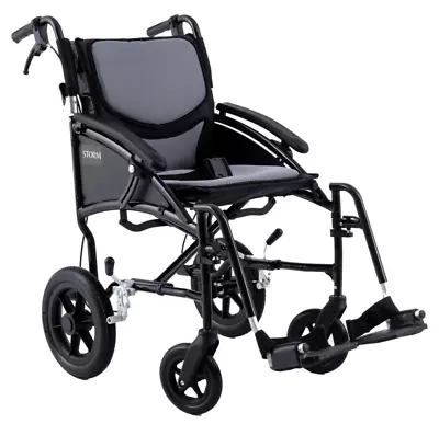 Ultra Lightweight Stylish Transit Attendant Propelled Padded Folding Wheelchair • £289