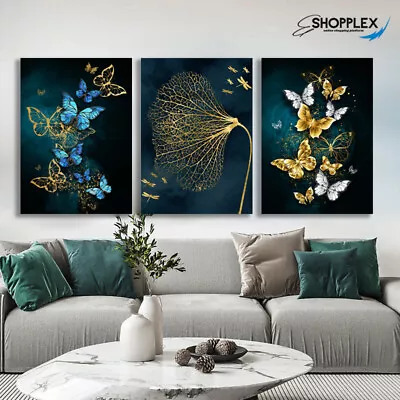 Home Decor 3 Pc Piece Art Canvas Print Wall Art - Butterfly Canvas Wall Painting • $6.99