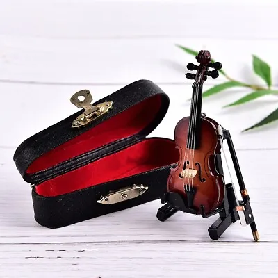 Mini Violin With Case Music Instrument Gift Wooden Mode Collection Small Tiny UK • £14.65
