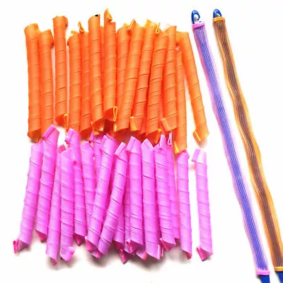 £9.99 • Buy 20/40Pcs 55CM Magic Long Hair Curlers Leverage Spiral Rollers Styling Tool+Hook