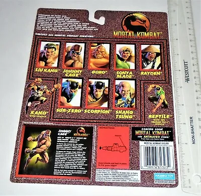MORTAL KOMBAT  Full Card Back ( Filecard File I.D.) 1994   Johnny Cage • $7.95