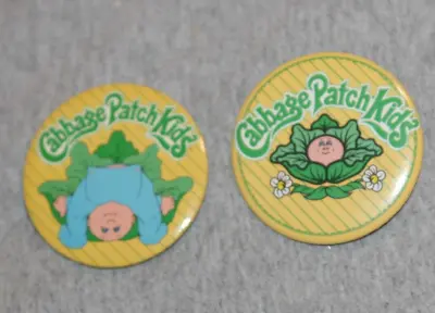 Vintage 1983 Set Of 2 Appalachian Artworks Cabbage Patch Kids Pinback Buttons. • $1.69