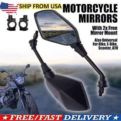 Motorcycle Side Mirror &Handlebar Mount For Bike ATV Scooter E-Bike Rear View • $13.66