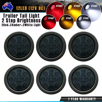 4 Inch Round 12V Reverse Brake Turn 12LED Truck Tail Light 2 Amber 2 Red 2 White • $85.60