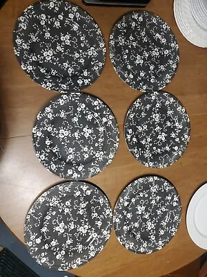 6 Royal Stafford Dinner Plate Black Chintz Made In Burslem England Euc (Bin 35 ) • $75