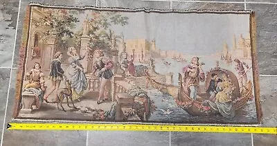 Vintage Tapestry Made In Belgium Gondala In Venice  20  X 40” L. Nice! • $59.99