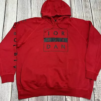Air Jordan Men’s Size 3XL Red Black Logo Spellout Fleece Pullover Hoodie Sweater • $39.99