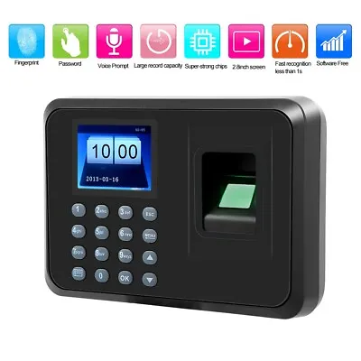 £33.71 • Buy 2.4in LCD Fingerprint Password Attendence Machine Time Clock 100-240V EU Plug