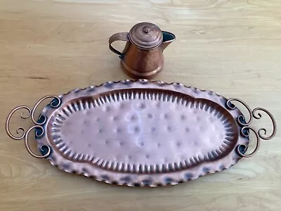 Vintage Gregorian Solid Copper Tray & Coffee Creamer Hammered  • $12