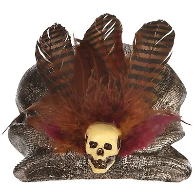$12.45 • Buy Witch Doctor Voodoo Feather Turban Halloween Fancy Dress Accessory Adult Skull