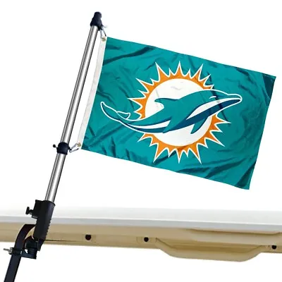 Miami Dolphins Golf Cart Flag And Flagpole Mount Holder • $45.95