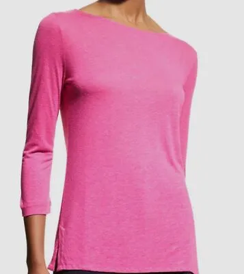 $150 Majestic Filatures Women's Pink Linen Blend 3/4-Sleeve T-Shirt Top Size 4 • $47.98