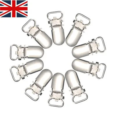 20x Baby Dummy Clips Silver Metal Brace Pacifier Holder Strap Suspender Hooks.UK • £4.79