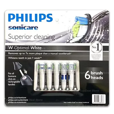 6PCS Philips Sonicare W Optimal White Replacement Electric Toothbrush Heads • $55