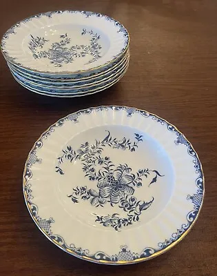 Set Of 8 Royal Worcester Mansfield Blue 8 1/8  Rimmed Soup Bowls • $99