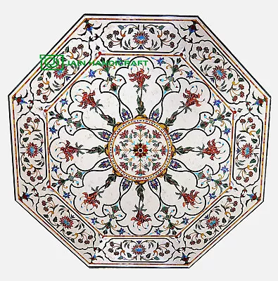 24'' White Marble Table Top Center Coffee Dining Inlay Pietra Dura Mosaic J2 • $1295