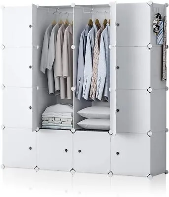 $54.99 • Buy DIY16 Cube White Storage Cabinet Compartment Wardrobe Rack Shelf Portable Closet