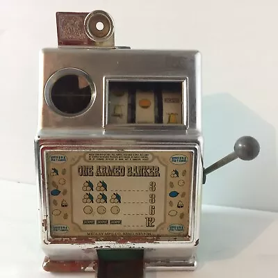 VTG! 1970’s One Armed Banker- 5Cent Toy Slot Machine 9.5” All Metal USA • $59.97