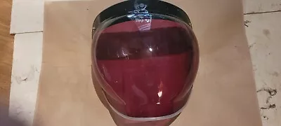 Vintage McHal Full Red  Bubble Shield  70's Old School Motorcycle Helmet • $49.99