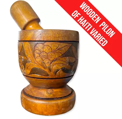 Large Handcrafted Wooden Mortar & Pestle Pestle (Handle) Pilon Product Of Haiti • $39.99