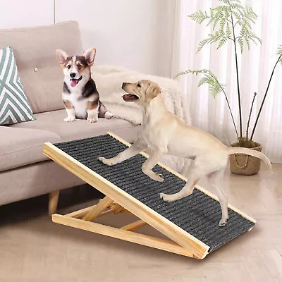 Adjustable Heights Dog Pet Ramp For Bed Sofa Car Foldable Stairs Non-Slip Ramp • $39.99