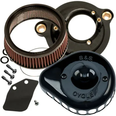 S&S Gloss Black Stealth Mini Tear Drop Air Cleaner Filter Cover Kit Harley M8 • $319.95