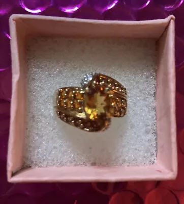 10k  Citrine ( Orange ) Ring Vintage. Gorgeous Gemstones On Sides Too  10k Gold • $284