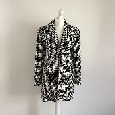 Zara Blazer Dress Houndstooth Size EUR Large Black White Collared Backless • £15