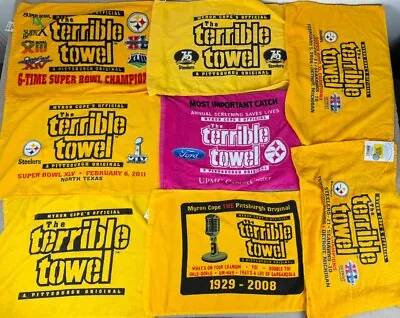 Pittsburgh Steelers Terrible Towel Lot Super Bowls 75th Season Pink Myron Cope • $89.99