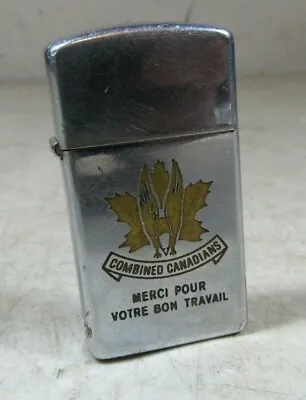 Vintage 1950's? Zippo Slim Combined Canadians Lighter Canada Rare HTF Military? • $298.10