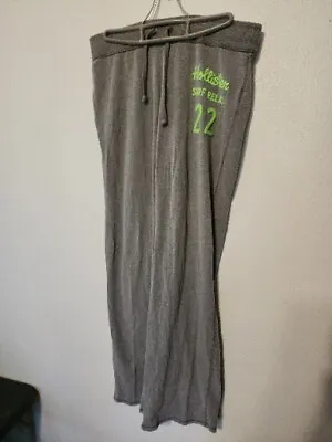 Hollister Pajama Pants Womens Size M Embroidered Logo Gray Green Accent Soft  • £11.37