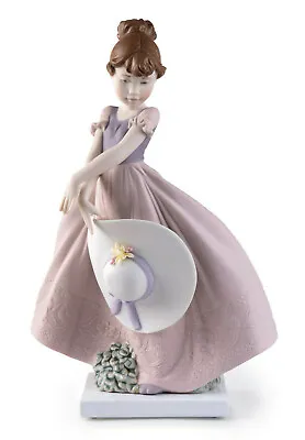 Lladro Straw Hat In The Wind Girl Figurine #9533  Brand Nib Flowers Save$ F/sh • $464.98