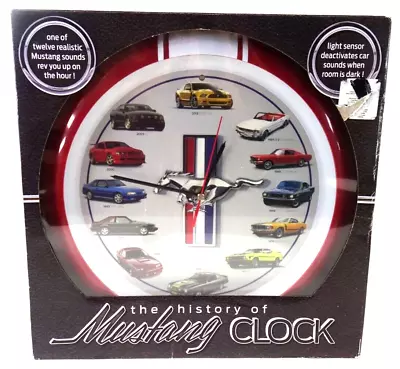 Wall Clock History Of Ford Mustang Wall Clock 13  With Sound Red 2013 NEW IN BOX • $40