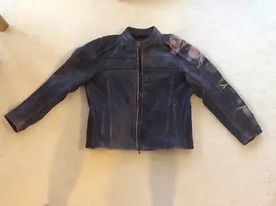 Harley-Davidson Distressed Leather Bomber Jacket • $300