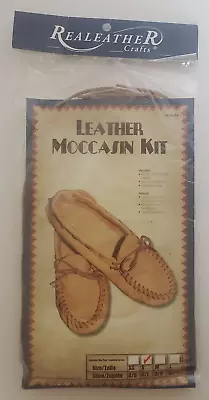 Realeather Crafts Leather Moccasin Make Your Own Kit Size S Small Shoe Size 6/7 • $22.99